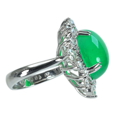 【中古】K18WG EMERALD エメラルドリング E13.04ct D2.25ct 11.7g #13