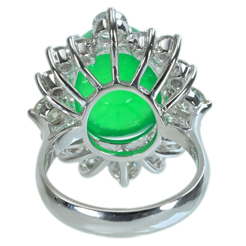 【中古】K18WG EMERALD エメラルドリング E13.04ct D2.25ct 11.7g #13