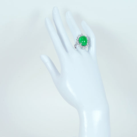 【中古】K18WG EMERALD エメラルドリング E13.04ct D2.25ct 11.7g #13