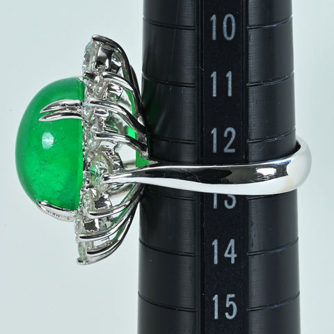 【中古】K18WG EMERALD エメラルドリング E13.04ct D2.25ct 11.7g #13
