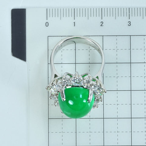 【中古】K18WG EMERALD エメラルドリング E13.04ct D2.25ct 11.7g #13