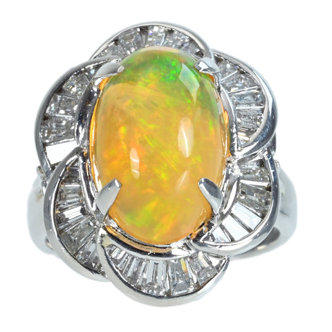 【中古】PT900 MEXICO OPALメキシコオパールリング MO6.27ct D1.35ct 15.0g #15