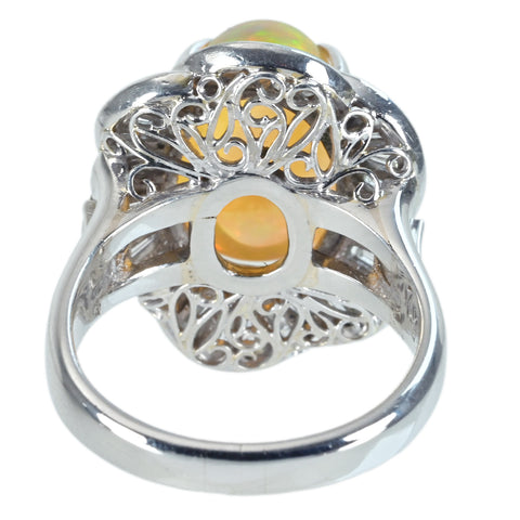 【中古】PT900 MEXICO OPALメキシコオパールリング MO6.27ct D1.35ct 15.0g #15