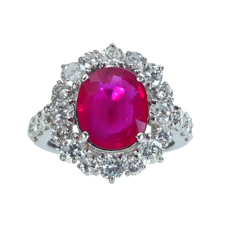 【中古】PT950 RUBY RING ビルマ産ルビーリング R3.681ct D2.33ct GIA鑑別書 9.5g ＃12