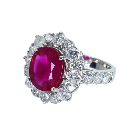 【中古】PT950 RUBY RING ビルマ産ルビーリング R3.681ct D2.33ct GIA鑑別書 9.5g ＃12