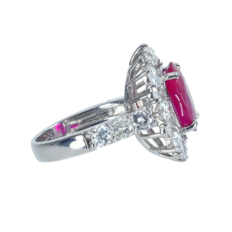 【中古】PT950 RUBY RING ビルマ産ルビーリング R3.681ct D2.33ct GIA鑑別書 9.5g ＃12