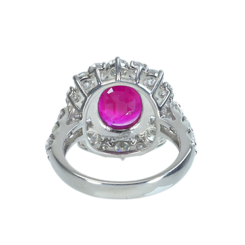 【中古】PT950 RUBY RING ビルマ産ルビーリング R3.681ct D2.33ct GIA鑑別書 9.5g ＃12