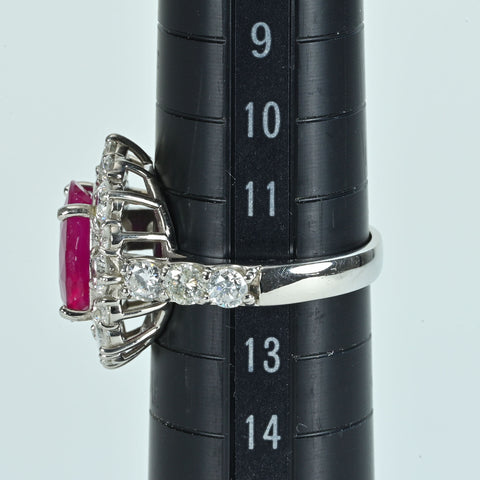 【中古】PT950 RUBY RING ビルマ産ルビーリング R3.681ct D2.33ct GIA鑑別書 9.5g ＃12
