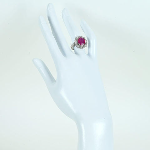 【中古】PT950 RUBY RING ビルマ産ルビーリング R3.681ct D2.33ct GIA鑑別書 9.5g ＃12