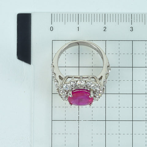 【中古】PT950 RUBY RING ビルマ産ルビーリング R3.681ct D2.33ct GIA鑑別書 9.5g ＃12