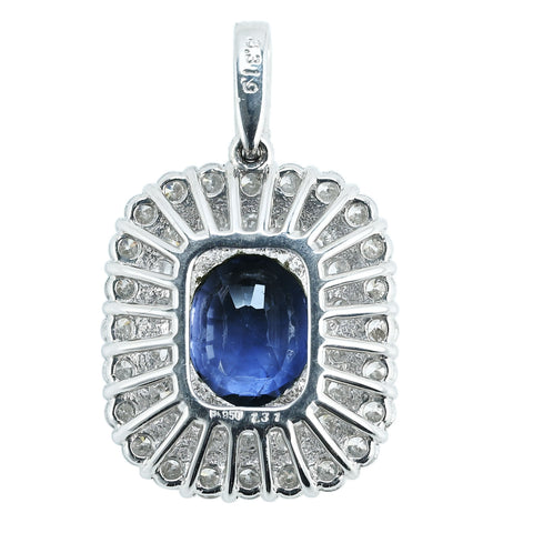 【中古】PT950 SAPPHIRE PENDANT TOP 非加熱サファイアペンダントトップ S3.319ct D1.31ct 日宝協ソーティング 5.6g