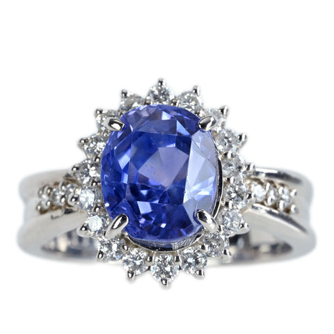 【中古】PT900 SAPPHIREサファイアリング S3.115ct D0.39ct 日宝協ｿ 7.4g #7