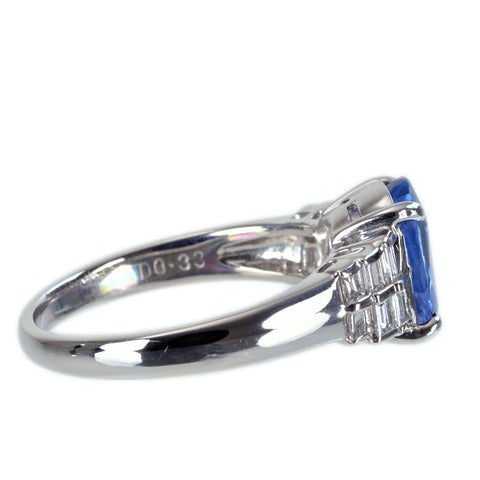 【中古】PT900 SAPPHIRE非加熱サファイアリング S2.823ct D0.33ct ソーティング 7.1g ＃16
