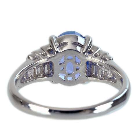 【中古】PT900 SAPPHIRE非加熱サファイアリング S2.823ct D0.33ct ソーティング 7.1g ＃16