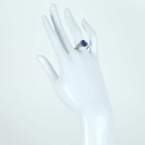 【中古】PT900 SAPPHIRE非加熱サファイアリング S2.823ct D0.33ct ソーティング 7.1g ＃16