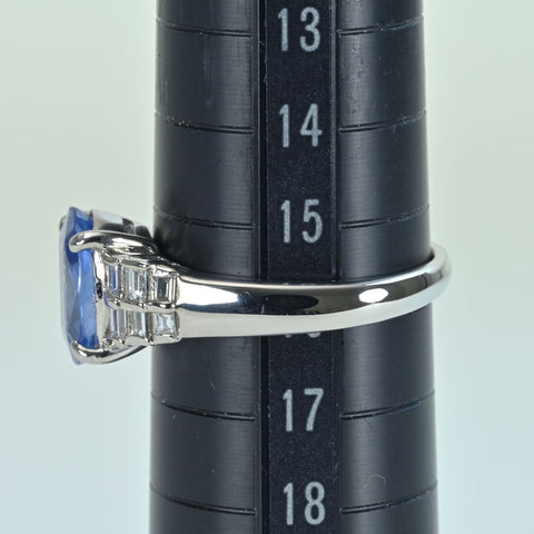 【中古】PT900 SAPPHIRE非加熱サファイアリング S2.823ct D0.33ct ソーティング 7.1g ＃16