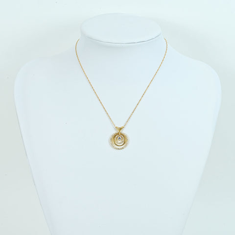 【中古】K18YG DIAMOND ダイヤモンドペンダントネックレス 0.299ct 0.73ct 4.3g