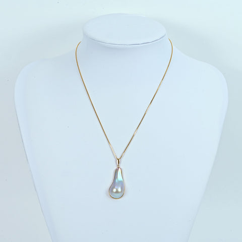 【中古】K18YG MABE PEARLマベパールペンダントネックレス 8.8g