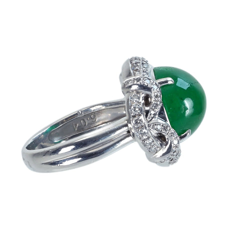 【中古】PT900 EMERALDカボッションカットエメラルドリング E6.04ct D0.30ct 11.0g #11