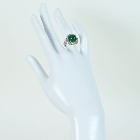 【中古】PT900 EMERALDカボッションカットエメラルドリング E6.04ct D0.30ct 11.0g #11
