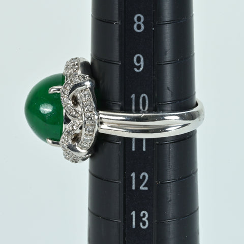 【中古】PT900 EMERALDカボッションカットエメラルドリング E6.04ct D0.30ct 11.0g #11