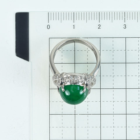 【中古】PT900 EMERALDカボッションカットエメラルドリング E6.04ct D0.30ct 11.0g #11