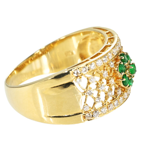 【中古】K18YG EMERALD/DIAMONDS RING エメラルド/ダイヤモンドリング E0.20ct D0.40ct 6.9g