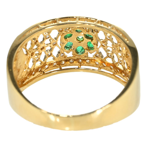 【中古】K18YG EMERALD/DIAMONDS RING エメラルド/ダイヤモンドリング E0.20ct D0.40ct 6.9g