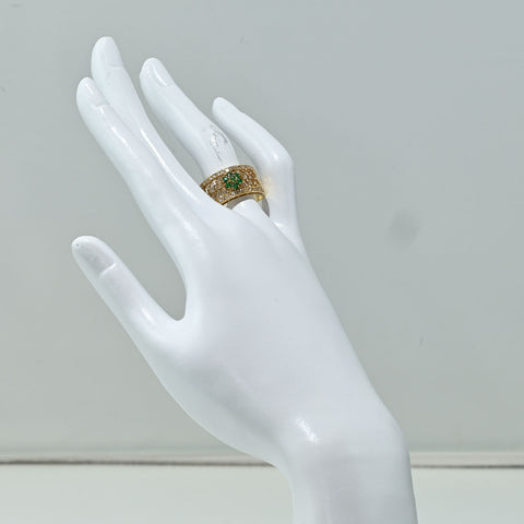 【中古】K18YG EMERALD/DIAMONDS RING エメラルド/ダイヤモンドリング E0.20ct D0.40ct 6.9g