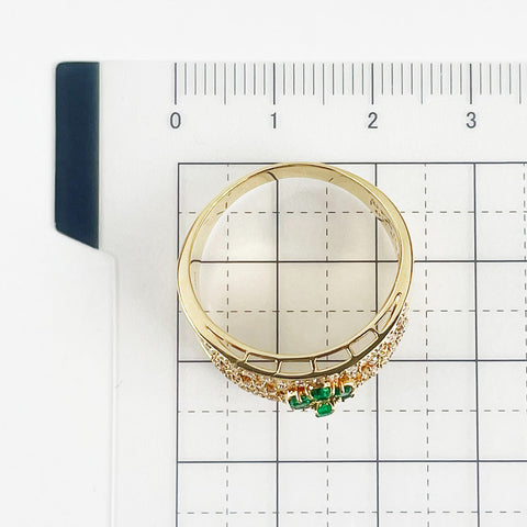 【中古】K18YG EMERALD/DIAMONDS RING エメラルド/ダイヤモンドリング E0.20ct D0.40ct 6.9g