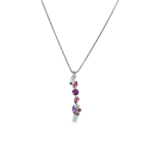 [Pre-owned] NINA RICCI K18WG MULTI Multi-Stone Pendant Necklace 6.7g One Price 