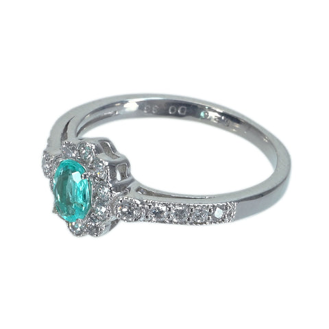 【中古】PT900 PARAIBA TOURMALINE パライバ トルマリン リング PT0.26ct D0.33ct CGL鑑別書 3.7g #11