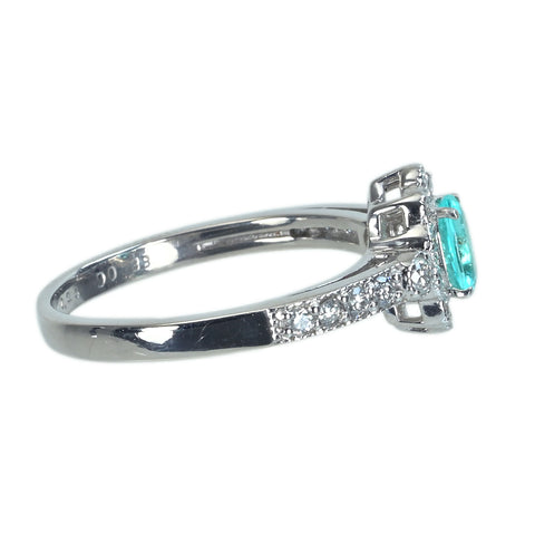 【中古】PT900 PARAIBA TOURMALINE パライバ トルマリン リング PT0.26ct D0.33ct CGL鑑別書 3.7g #11