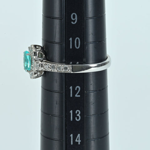 【中古】PT900 PARAIBA TOURMALINE パライバ トルマリン リング PT0.26ct D0.33ct CGL鑑別書 3.7g #11
