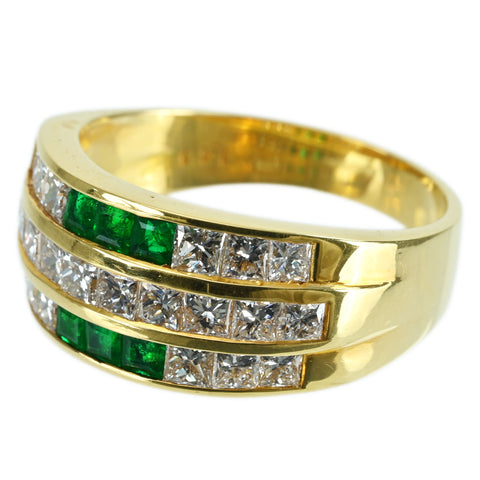 【中古】K18YG EMERALD RING エメラルドリング E0.38ct D1.41ct 5.8g #14