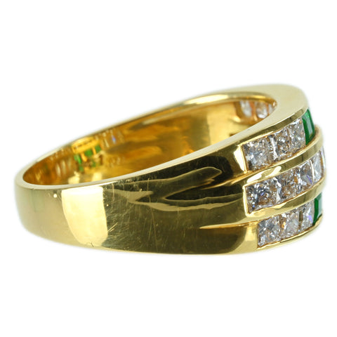 【中古】K18YG EMERALD RING エメラルドリング E0.38ct D1.41ct 5.8g #14