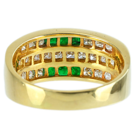 【中古】K18YG EMERALD RING エメラルドリング E0.38ct D1.41ct 5.8g #14