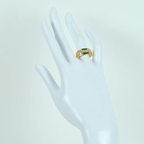 【中古】K18YG EMERALD RING エメラルドリング E0.38ct D1.41ct 5.8g #14