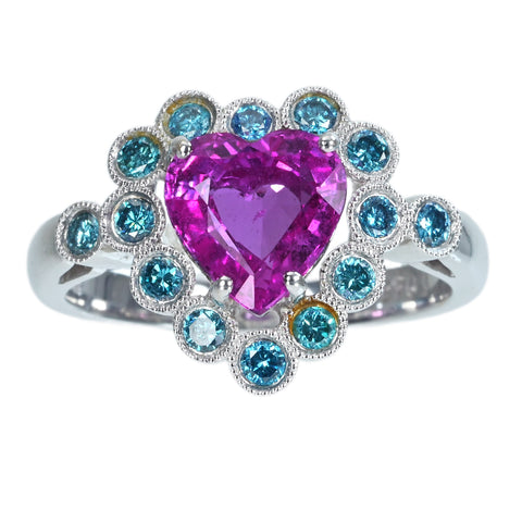 【中古】K18WG PINK SAPPHIRE ピンクサファイアリング PS2.07ct D0.45ct 鑑別書 5.6g #12.5