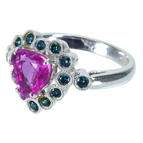 【中古】K18WG PINK SAPPHIRE ピンクサファイアリング PS2.07ct D0.45ct 鑑別書 5.6g #12.5