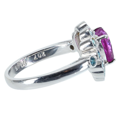 【中古】K18WG PINK SAPPHIRE ピンクサファイアリング PS2.07ct D0.45ct 鑑別書 5.6g #12.5