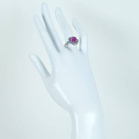 【中古】K18WG PINK SAPPHIRE ピンクサファイアリング PS2.07ct D0.45ct 鑑別書 5.6g #12.5