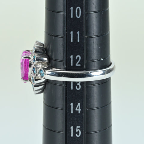 【中古】K18WG PINK SAPPHIRE ピンクサファイアリング PS2.07ct D0.45ct 鑑別書 5.6g #12.5