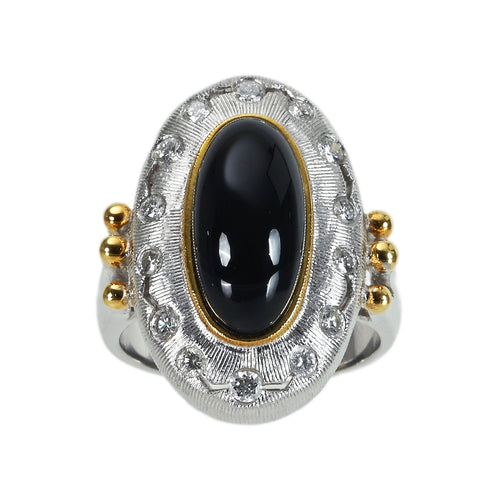 【中古】PT900/K18YG ONYX オニキスリング D0.44 鑑別書 13.8g #12