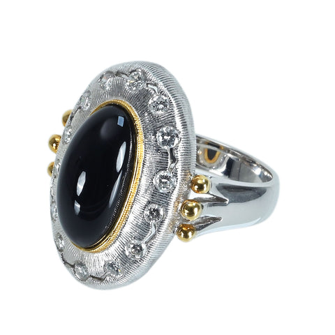 【中古】PT900/K18YG ONYX オニキスリング D0.44 鑑別書 13.8g #12