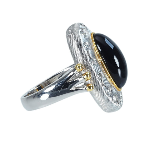 【中古】PT900/K18YG ONYX オニキスリング D0.44 鑑別書 13.8g #12