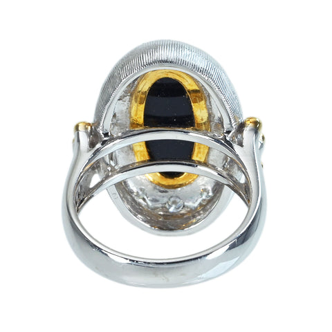 【中古】PT900/K18YG ONYX オニキスリング D0.44 鑑別書 13.8g #12