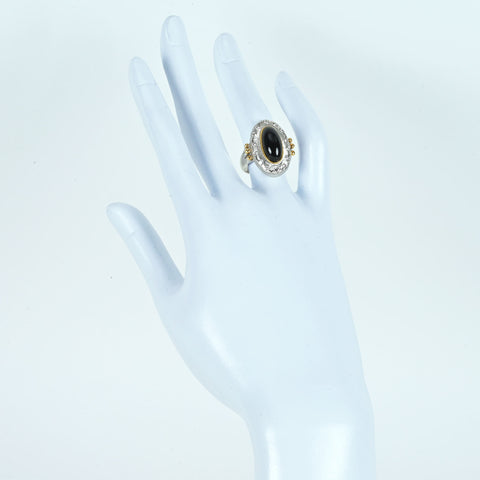 【中古】PT900/K18YG ONYX オニキスリング D0.44 鑑別書 13.8g #12