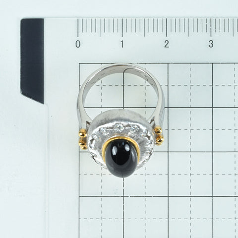 【中古】PT900/K18YG ONYX オニキスリング D0.44 鑑別書 13.8g #12