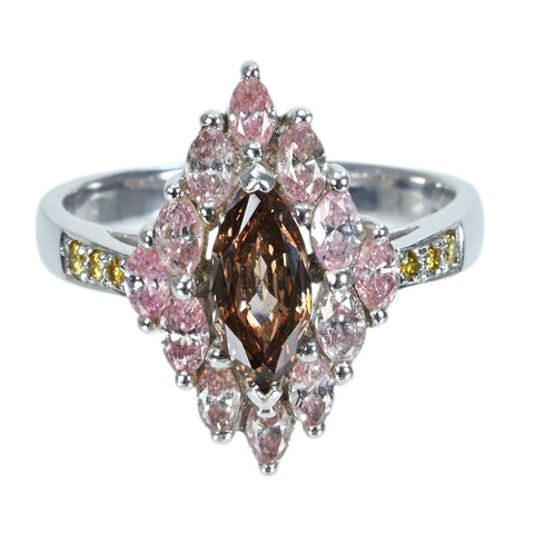 【中古】K18WG DIAMONDカラーダイヤモンドリング 0.643ct D0.97ct 鑑別書 5.1g #12.5